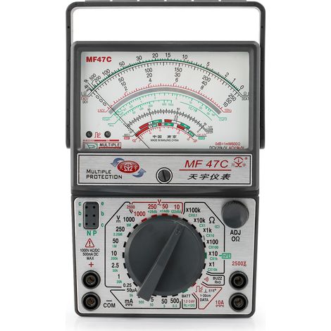 multimètre-Multimètre à Aiguille Professionnel - Mesures DC/AC, Capacité, Batterie, Résistance (Haut Précision) - Avec Câbles de Test pour Dépannage Électrique