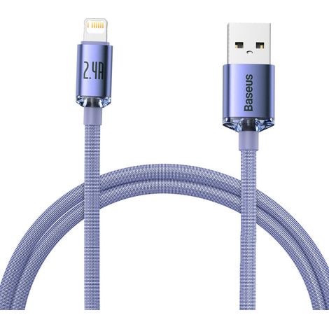 Cavo Baseus Crystal Shine da USB a Lightning, 2,4 A, 1,2 m (viola) (1/5)