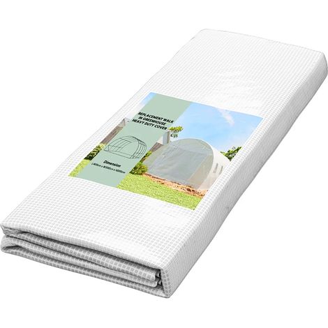 Telo per Serra 4x3x2 m con 8 Finestre Porta Avvolgibile e Bordi Interrati in PE Bianco (1/5)