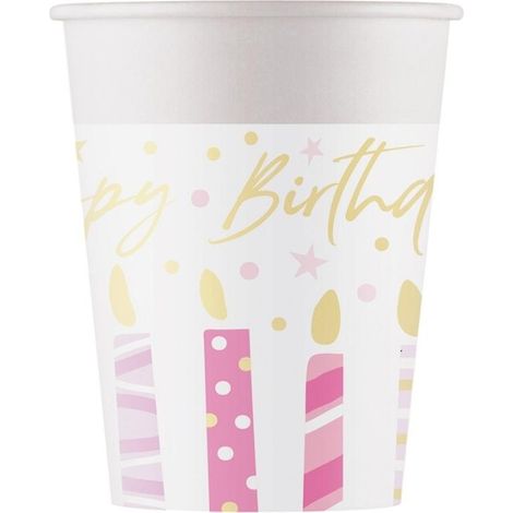 Velas de cumpleaños en vasos de papel FSC de 200 ml