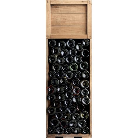 Sticker Vin pour Réfrigérateur, Cave à Vin, Réserve, Caisse en Bois, 59,5 cm X 180 cm - Autocollant Vin pour Réfrigérateur, Cave à Vin, Réserve
