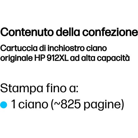HP Cartuccia di inchiostro ciano originale 912XL ad alta capacità