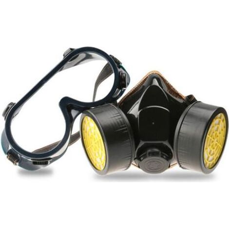 Masque à gaz professionnel respirateur masque de peinture au charbon actif avec 2 filtres à poussière, pesticides, formaldéhyde, peinture colorée (1/3)