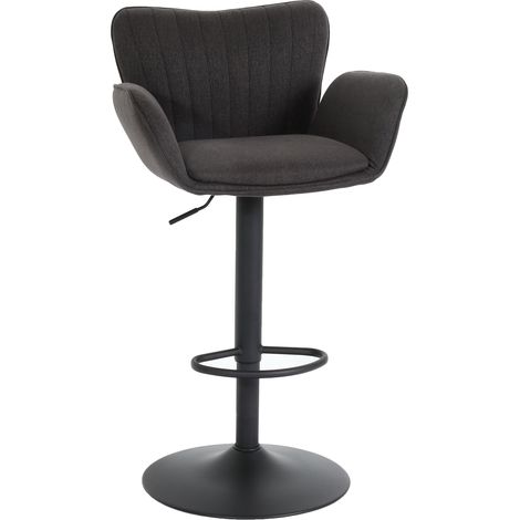 Sgabello girevole regolabile con poggiapiedi HHG-098 tessuto, antracite