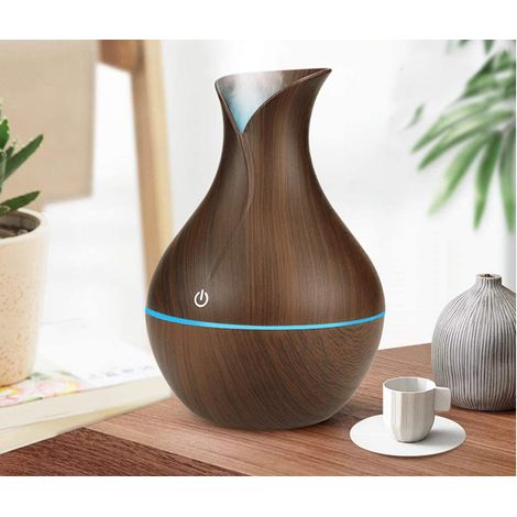 MINI DIFFUSORE AROMI EFFETTO LEGNO AROMATERAPIA UMIDIFICATORE USB CASA LED 130ML (1/5)