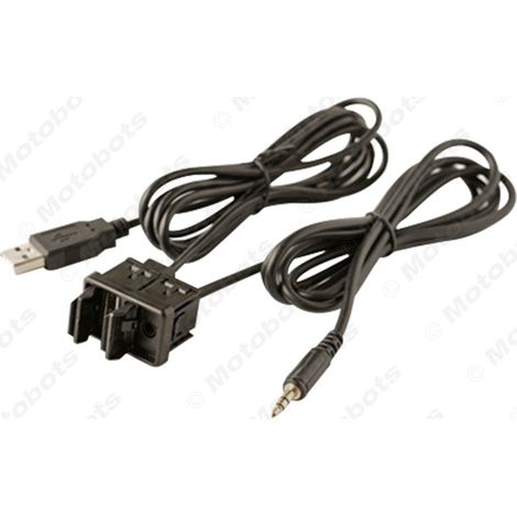 Universal navigation audio CD player retrofit cable for Volkswagen and Nissan, with USB and AUX interfaces, dust cover and wiring harness. (1/4)