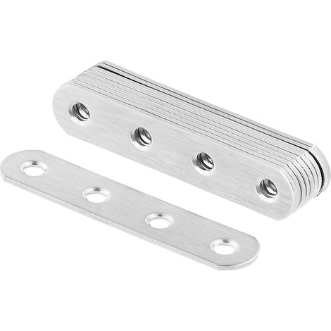 10 Pièces 77x16x2mm Pattes D'assemblage, Supports de Fixation Droits Plats Plaques dassemblage Métalliques en acier inoxydable de fixation, Plaque de Réparation Meubles (1/5)