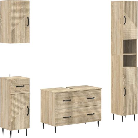 vidaXL 4 Piece Bathroom Cabinet Set HAARLEM Sonoma Oak Engineered Wood (1/5)