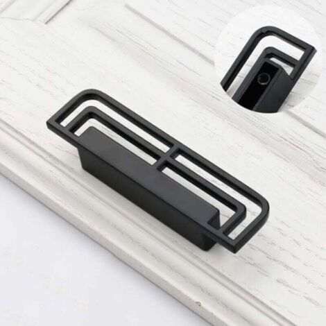2pcs Poignées et boutons de tiroir Cuisine Armoire Porte Poignées Placard Tiroir Chambre Meubles Tirer(6285-Pas 32, Noir) (1/5)