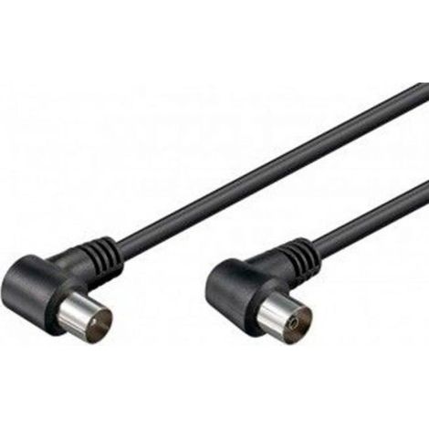 Goobay 11525 - Cable coaxial de 1.5 m/Macho y Hembra/Conector Antena TV/Angulo 90 Grado/Negro