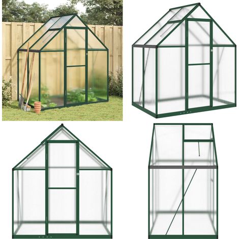 Serre avec cadre de base vert 169x114x195 cm aluminium - Serre De Jardin - Serre Portable - Serre En Polycarbonate - Abri Jardin - Protection Plante - Home & Living
