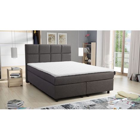 Boxspringbett 140x200 Hotelbett Bonellfederkern Bett Topper Paxos 2 Tablet Grau (1/4)