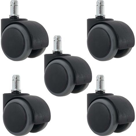 [NEUWERTIG] 5er-Set Hartbodenrollen HHG-332, Bürostuhl-Rollen Stuhlrollen, 150kg belastbar Ø 11mm grau (1/5)