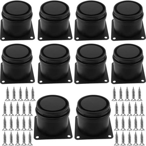 Lot de 10 Pieds de Meubles réglables en métal avec 40 vis, Pieds de Meubles en Acier Inoxydable pour canapé, lit, Armoire, Commode, Table, Table de Chevet Noir 5,1 cm (1/5)