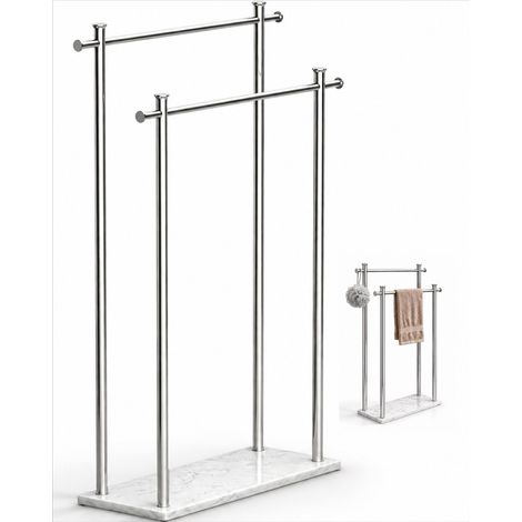 Mai & Mai Porte-Serviettes Autoportant sur Pied en Inox 304 Séchage par Étages avec Étagère sur Base Support de Serviettes pour Salle de Bain Chromé Tavrin-09 (1/5)