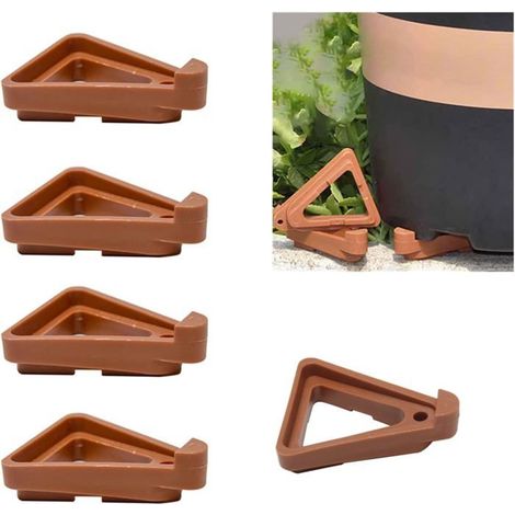 Pieds triangulaires pour pots de fleurs, rehausseurs de drainage, petit modèle, plastique marron (1/5)