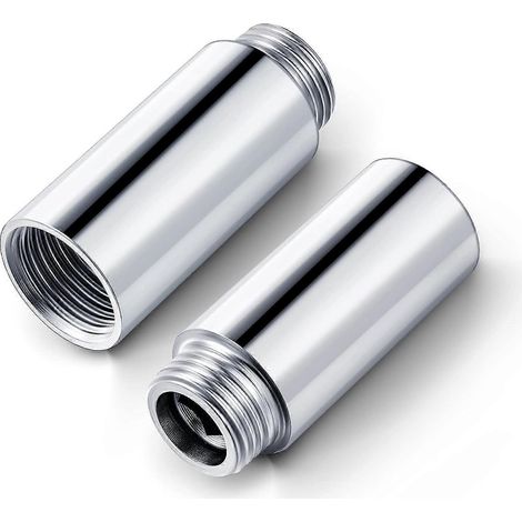 Lot de 2 rallonges de pommeau de douche en acier inoxydable, raccord de tuyau moulé fileté 1/2PT mâle vers 1/2PT femelle. (1/5)