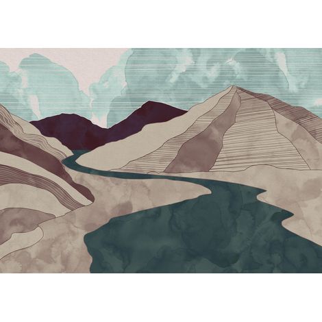 Papier peint panoramique minimaliste,modern Terre (1/5)