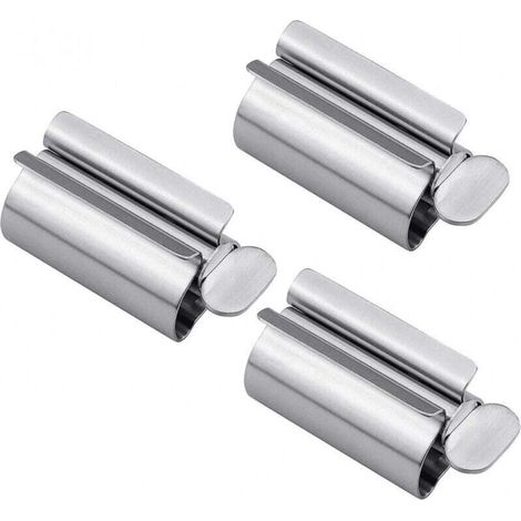 Juego de 3 tubos exprimidores de pasta de dientes de acero inoxidable, giratorios.
