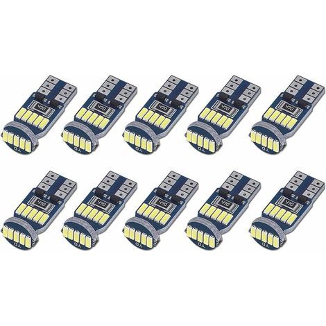 T10 W5W 15SMD 4014 LED-Lampen für Autos, 194 168 2825, Weiß 6000K, für Innenbeleuchtung, Kofferraumbeleuchtung, Kennzeichenbeleuchtung, Positionsleuchten, DC 12V, 10er-Pack (Weißes Licht) (1/5)