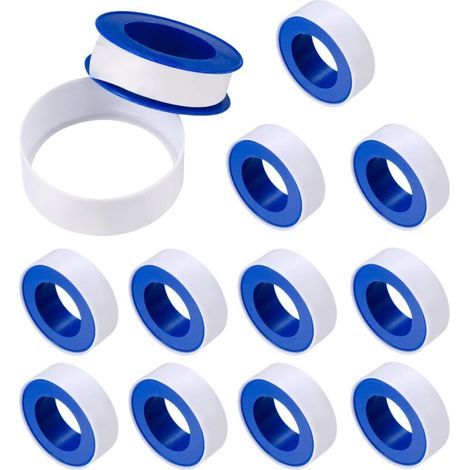 Ruban Étanchéité, Industrial Ruban de Marquage, Téflon de Plomberie Joint Rubans, 12mm x 10m Rouleau de Scotch pour Tuyaux - 12 Pcs (1/5)
