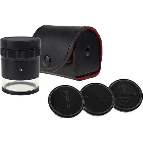 Loupe grossissante 10x, loupe de bijoutier avec éclairage LED 8 LED et échelle graduée en verre 4 pouces. (1/5)