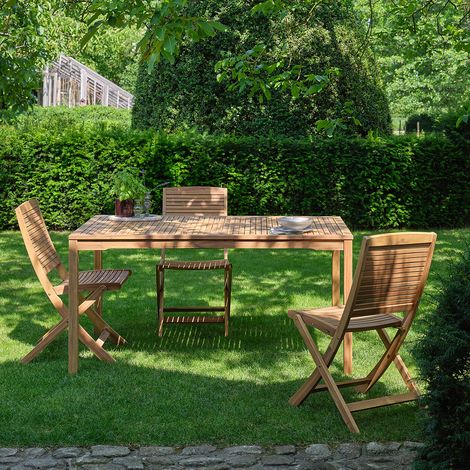 Table de jardin en acacia massif 150 cm (1/5)