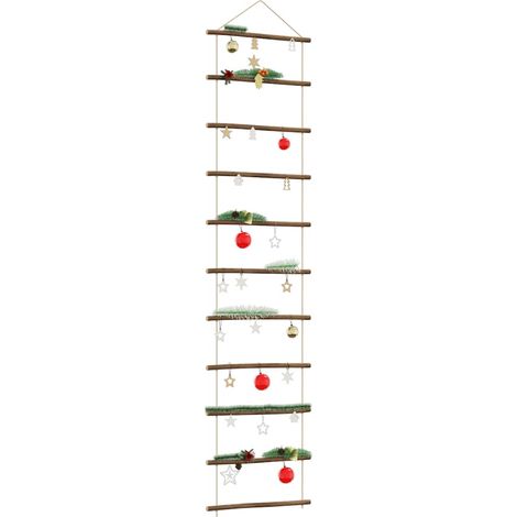 Échelle Murale Décorative Suspendue en Bois Naturel et Corde de Chanvre 50 x 200 cm - PANGIVO (1/5)