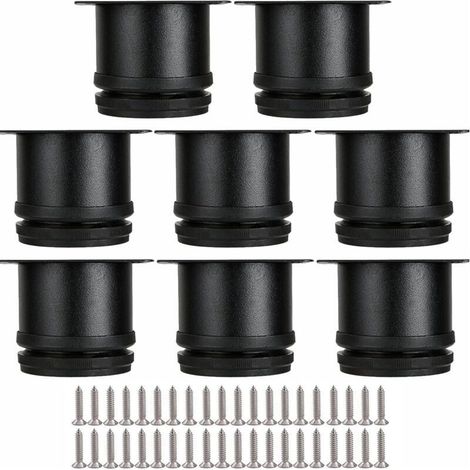 Lot de 8 Pieds Réglables Meubles Noir, Ø 50 mm/Hauteur 50 mm Pieds de Canapé en Métal Acier Inoxydable, Pied de Table Basse pour Meubles TV Armoires Lits Postes de Travail, avec 32 Vis (1/5)