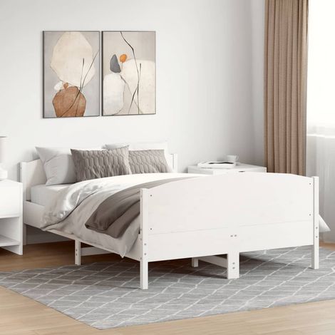 Massivholzbett ohne Matratze Weiß 140x200 cm Kiefernholz