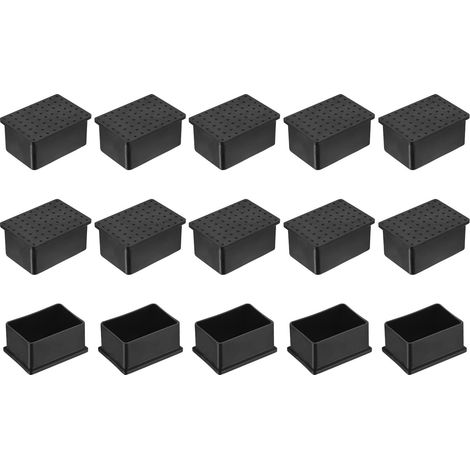 15 Pièces Bouchons Carrés en Plastique pour 40x60mm Noir (1/5)