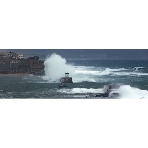 Tableau sur toile tempête Socoa 30x97 cm - Impression sur Toile Murale Décorative - Image imprimée en HD sur Toile - Toile sur Châssis en Bois FSC - Fabriqué en France (1/4)