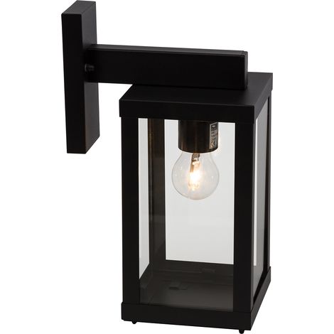 Brilliant Gaia Wandlampe mit Schalter Hanging - Klassische Laterne im Vintage-Stil für den Außenbereich, schwarz, IP44, aus Glas & Metall, Außenwandleuchten E27