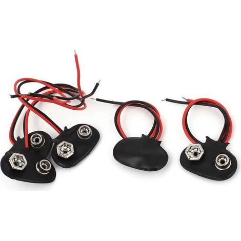 5 Pièces noir PU je tape 12cm câblé socle de connecteur 9V batterie Clip Snap (1/4)