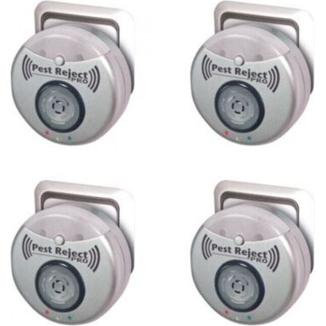 Pest Reject Pro lot de 4 Répulsif nuisibles Repulse Power Ultrasons et électromagnétisme Couleur gris Couverture de votre maison de 200m² Veilleuse intégrée (1/5)