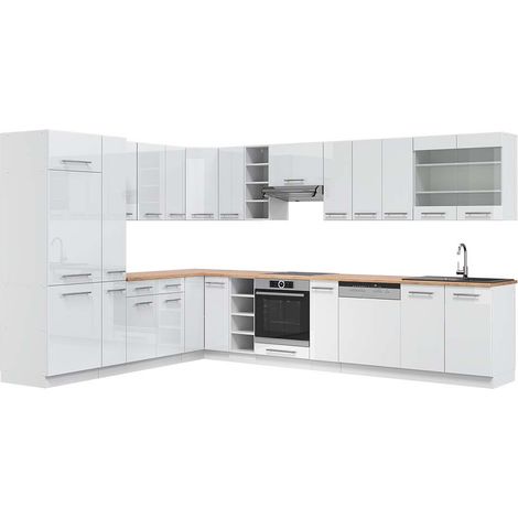 Cuisine en angle Fame-Line, blanc brillant/blanc, 347 x 257 cm , PT Chêne, Vicco