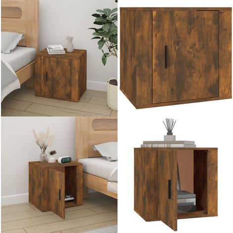 Table de chevet Chêne fumé 50x39x47 cm - Table De Nuit - Meuble De Chambre - Commode - Étagère Murale - Rangement Intérieur - Home & Living (1/5)