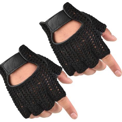 Gants de fitness sans doigts en maille respirante, paume cuir synthétique, anti-dérapants, pour musculation et haltérophilie (1/2)
