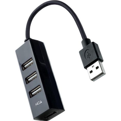 Nanocable Hub USB 2.0 con 4 Puertos de USB 2.0, USB-A/M-USB 2.0/H, Negro, 15 cm (1/2)