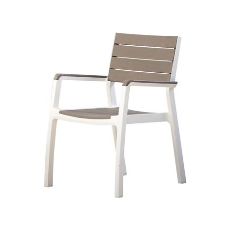 Silla exterior con reposabrazos Blanco Cappuccino HARMONY 59x60x h86 cm (1/6)
