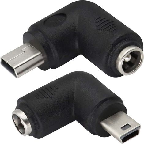 (2Pack-Mini)90 Degrés USB Mini Adaptateur d'alimentation DC à Angle Droit Mini USB Mâle vers DC 5,5x2,1 mm Connecteur pour Barillet Mini USB 5V Mini Dispositif Chargement USB Connecteur