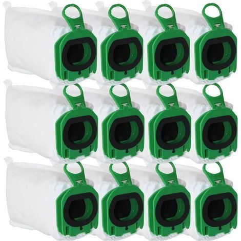 Bolsas compatibles para aspiradoras Vorwerk Kobold VB100 y FP100 - 12 unidades, filtro de alto rendimiento de 0,3 µm, ecológicas. (1/5)