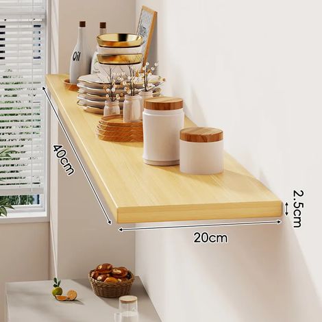 (Couleur bois 40 x 20 cm) Étagère murale avec un tableau d'affichage pour salon, maison, fixation murale en bois massif, étagère murale stratifiée, présentoir (1/5)