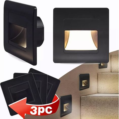 3 Pièces 2 W 3000 K Lumières D'escalier Modernes Lumières LED Lampe de Marche Blanc Chaud éclairage Doux Lampe de Marche D'escalier Intégrée pour Chevet Couloir Escalier (1/5)