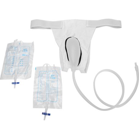Sachet de collecte d'urine réutilisable en silicone, urinoir portable pour hommes âgés, patients alités, usage médical à domicile (1/5)