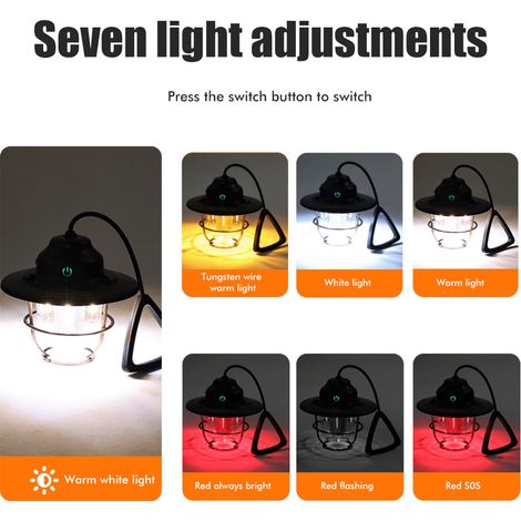 Vintage-LED-Campinglaterne, tragbare und wiederaufladbare Retro-Zeltlampe, antikes Nachtlicht fürs Camping (1/5)