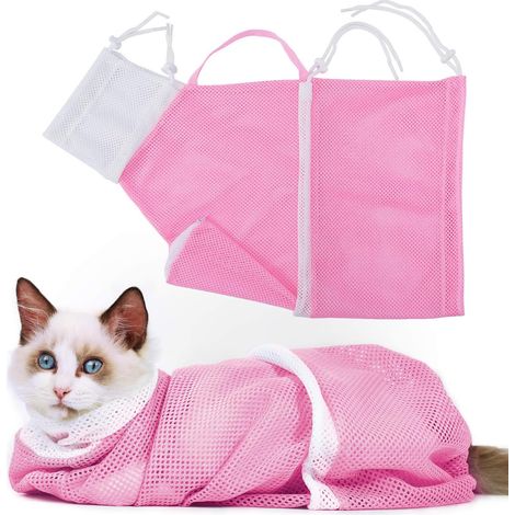 Trousse de toilette pour chat avec protection contre les morsures et les griffures, idéale pour le bain, la manucure, la prise de médicaments et d'aiguilles. Trousse de bain multifonctionnelle, respir (1/5)