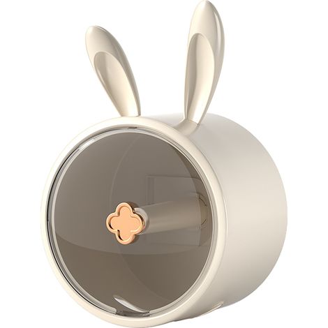 Lot distributeur papier toilette blanc, couvercle transparent, design lapin, grande capacité, accès facile, support rouleau pour salle de bain (1/5)