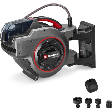 Einhell Akku-Schlauchtrommel GE-HR 18/30-1 WH Li-Solo (18 V, automatische Schlauchaufwicklung, 180° schwenkbar, Wandhalterung, 1,5 m Anschlussschlauch, ohne Akku & Schlauch)