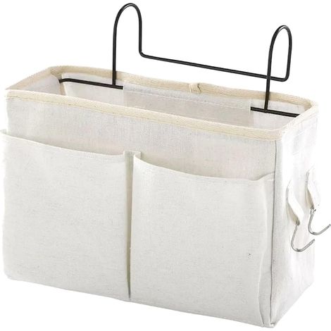 Organisateur de lit suspendu - 28 x 10,5 x 18 cm - 1 pièce - Blanc - Rangement gain de place pour dortoir, école et bureau (1/5)